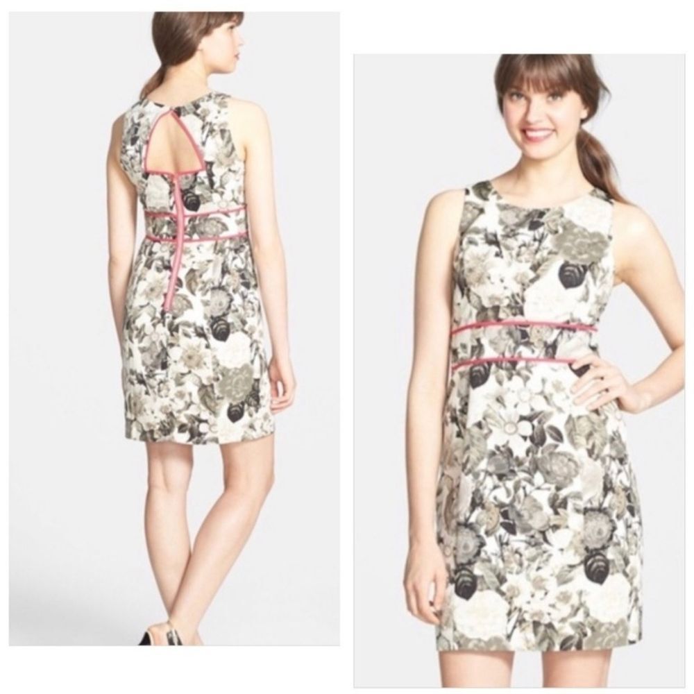 ELIZA J | Pink Black White Floral Sleeveless Midi Dress for Wedding Guest SZ 10